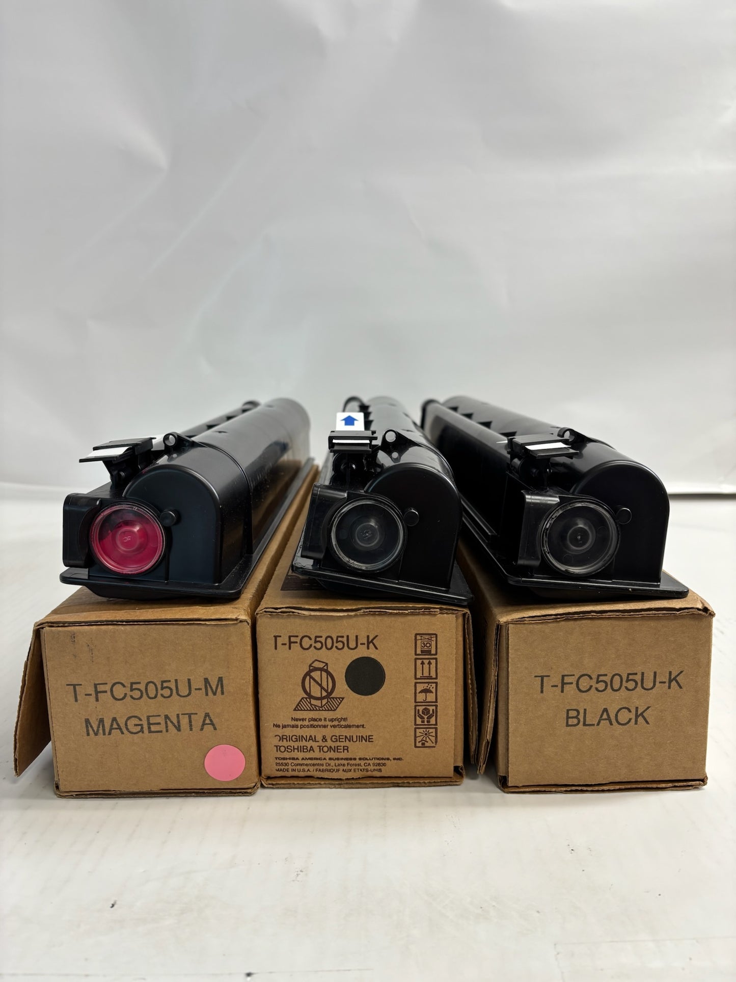 8 OEM Toshiba E2505AC,3005AC CCCMYYKK Toners T-FC505U (Mag/Blk: open with tab)