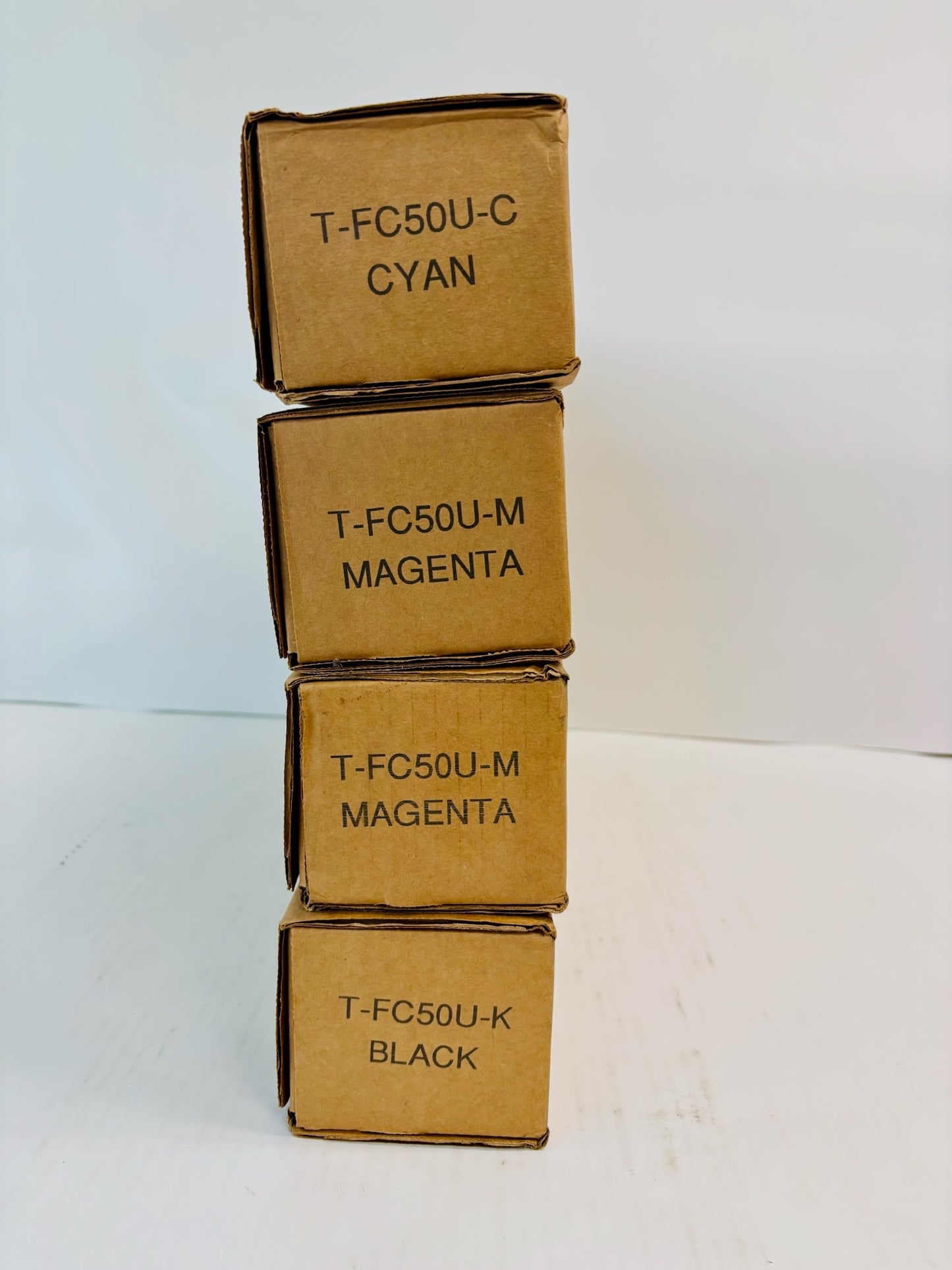 4 Genuine Toshiba es2555C,3055C,C4555C Cyan, Magenta & Black Toner T-FC50U CMMK
