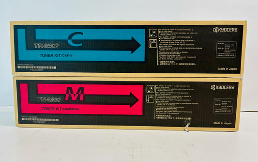 2 Genuine Kyocera TASKalfa 3050ci,3051ci Cyan & Magenta Toner TK-8307 CM