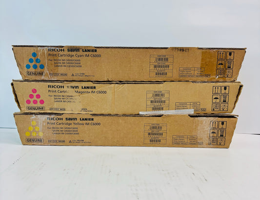 3 Genuine Ricoh IM C4500,C6000 Cyan, Mag & Yellow Toner 842280,842281,842282
