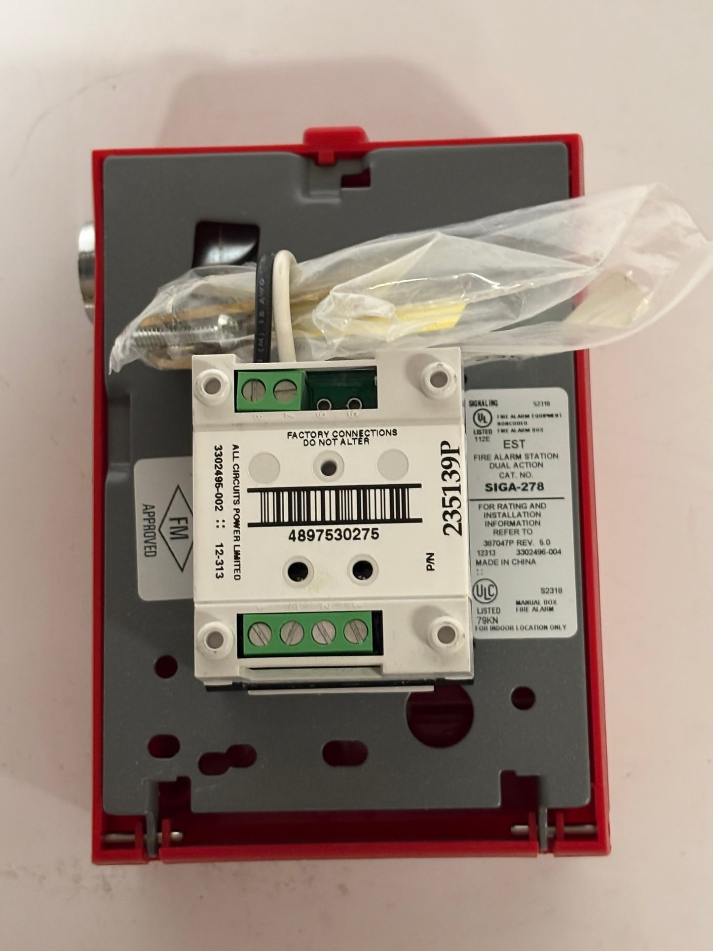 New No Box Edwards EST SIGA-278 Dual Action Fire Alarm With Key (235139P)