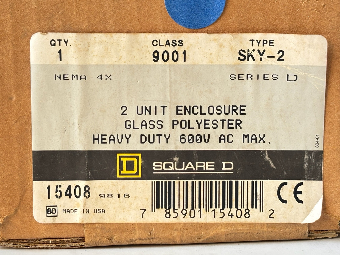 Square D 9001SKY2 2-Hole Control Station Enclosure, 30mm, NEMA Rated