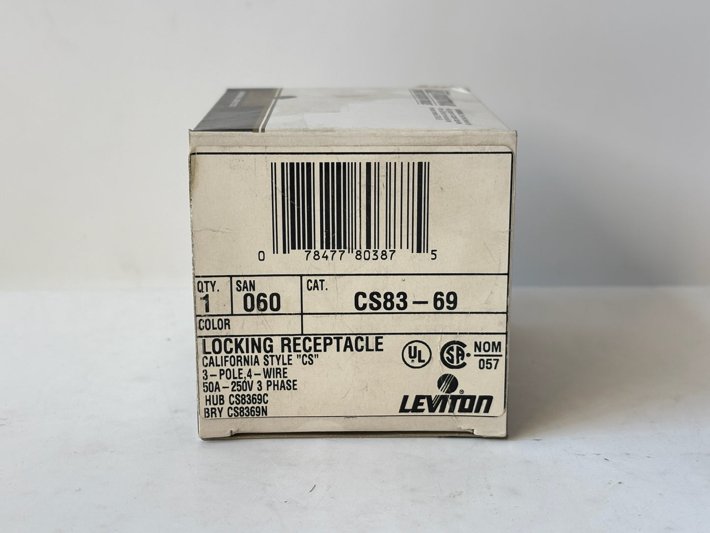 Leviton CS8369 50A 250V 3‑Phase Locking Receptacle (Flush‑Mount)