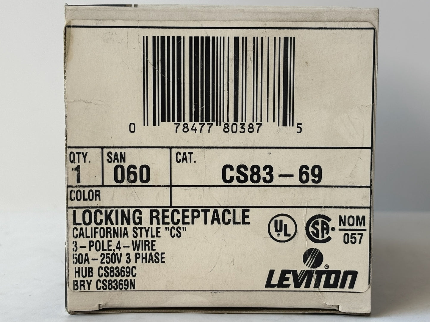 Leviton CS8369 50A 250V 3‑Phase Locking Receptacle (Flush‑Mount)