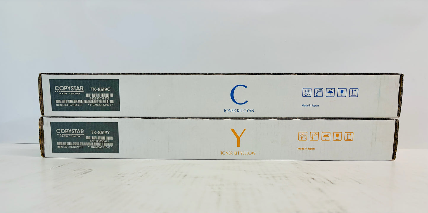 2 Genuine Kyocera TASKalfa 5052ci,5053ci,6052ci Cyan & Yellow Toner TK-8519 CY