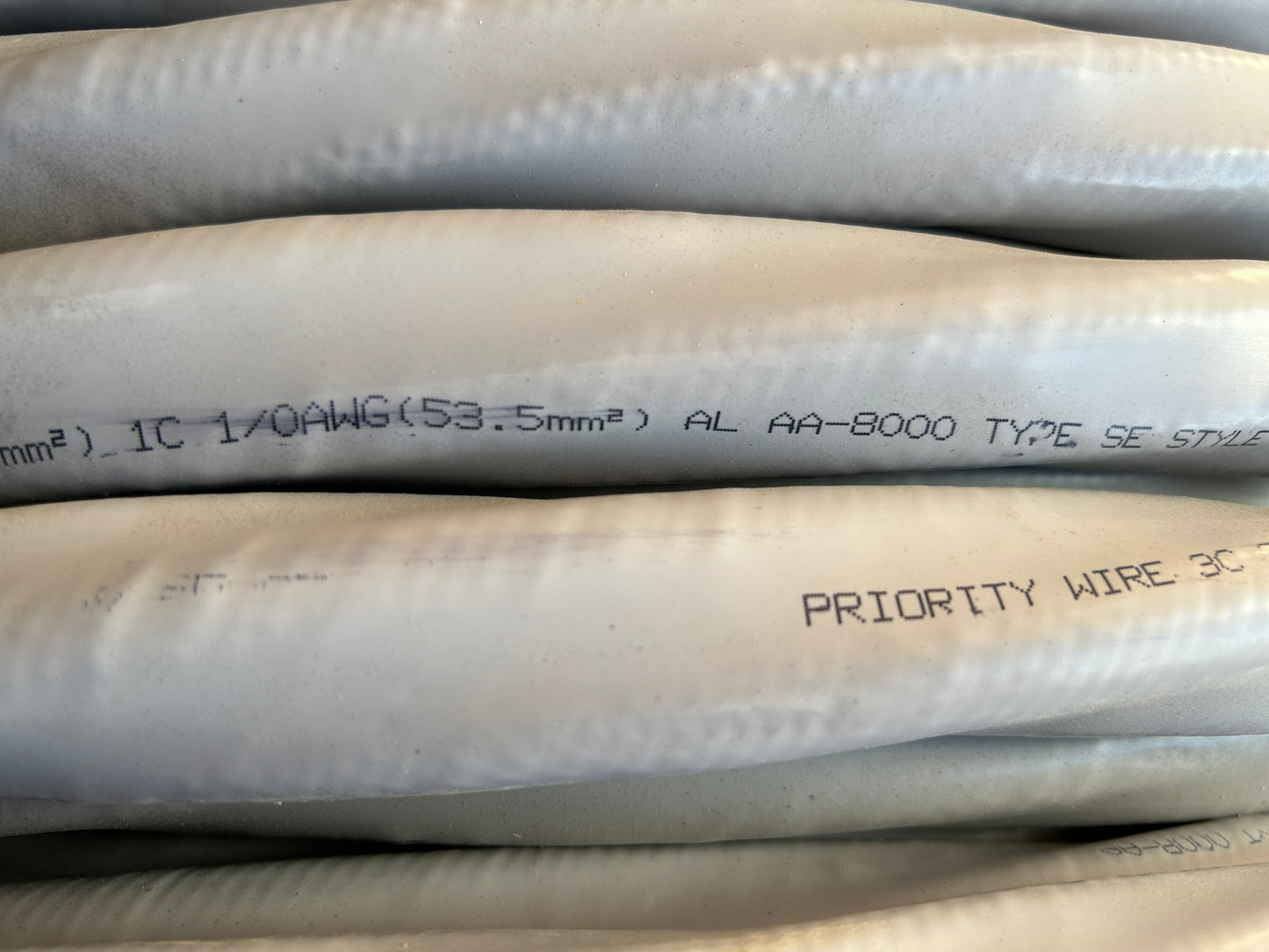 Priority Wire SER Cable, 3/0 X3, 1/0 ground 600V, Aluminum Con PVC Jacket 920 FT