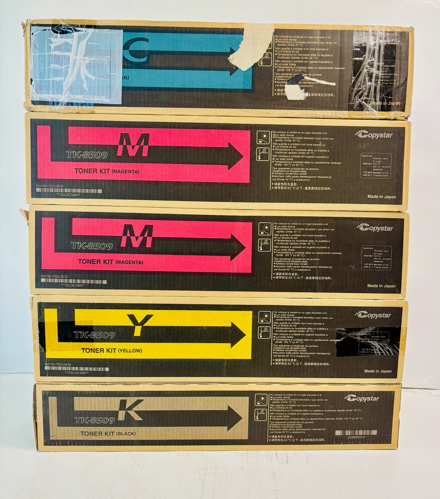 5 OEM Kyocera CS 4550ci, 4551 ci Cyan, Magenta, Yellow & Black Toner TK-8509 CMMYK