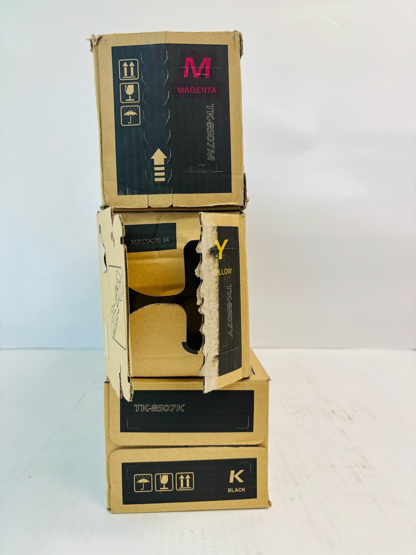 3 Open OEM Kyocera TASKalfa 4550ci,4551ci  Magenta, Yellow & Black Toner TK-8507