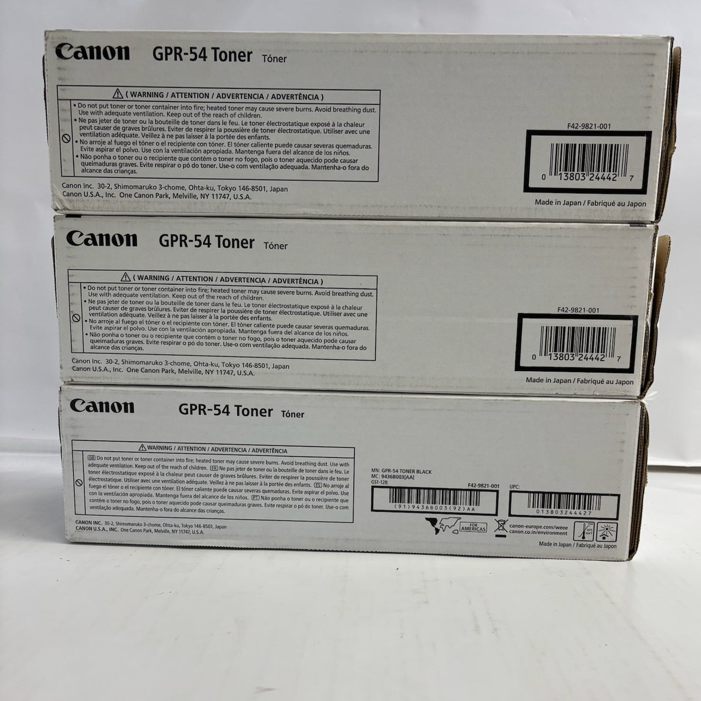 3 New Open Genuine Canon iR 1435i,1435P Black Toners GPR-54, GPR54 (9436B003)