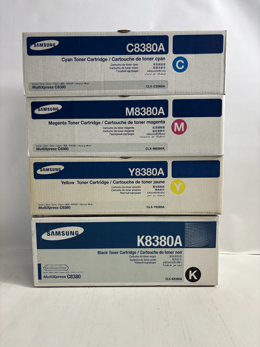 4 New Genuine Samsung MultiXpress C8380 CMYK Toner Cartridges CLX-8380ND