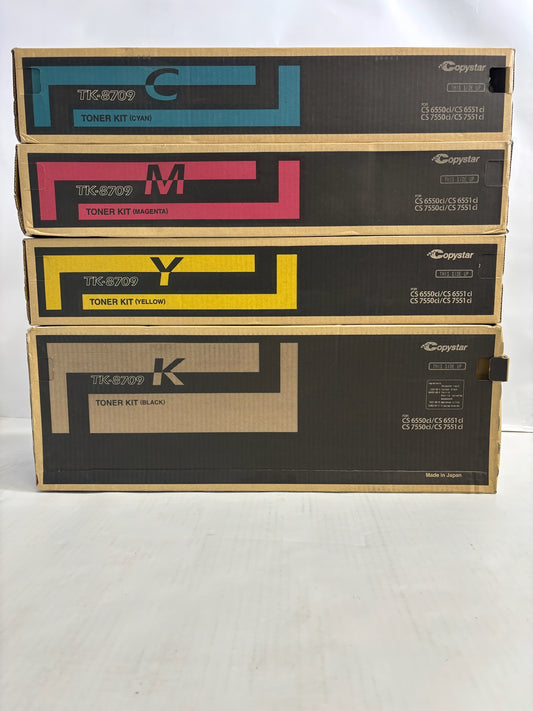 4 New Genuine Kyocera TASKalfa 6550ci,6551ci, CMYK Toners TK-8709(Same Day Ship)