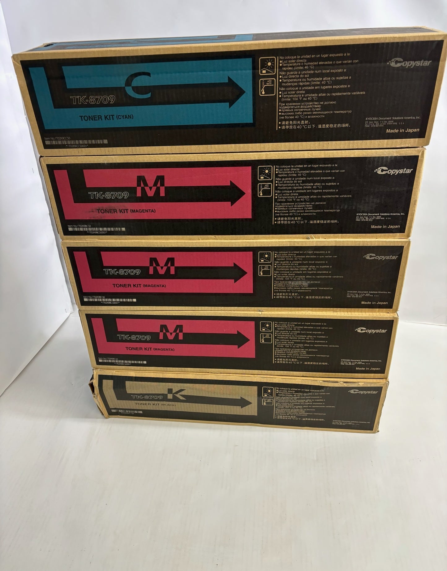 5 New Genuine Kyocera TASKalfa 6550ci,6551ci, CMMMK Toners TK-8709(No Yellow)