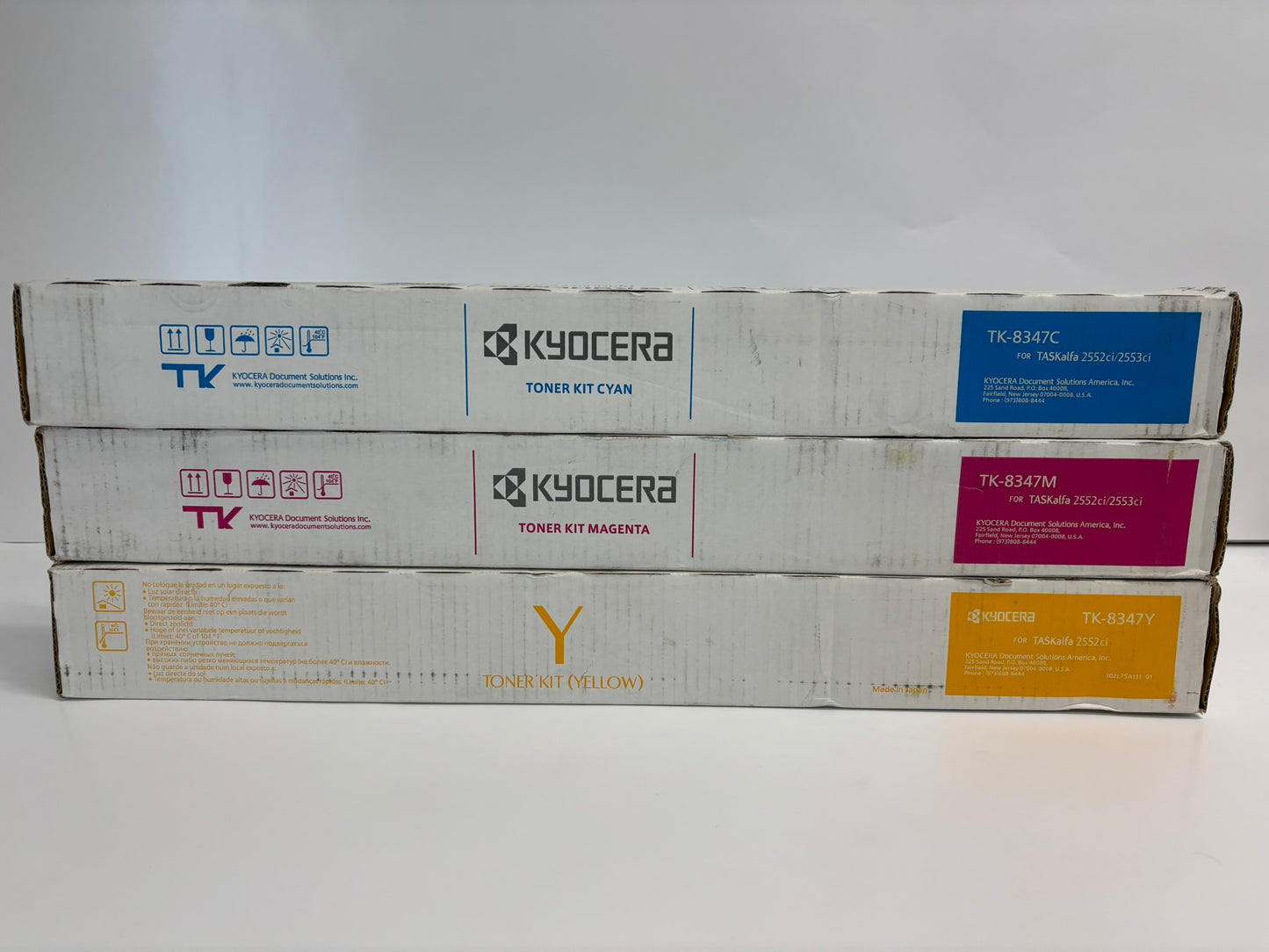 3 New OEM Kyocera TASKalfa 2552ci,2553ci CMY Toners TK-8347C, TK-8347M, TK-8347Y