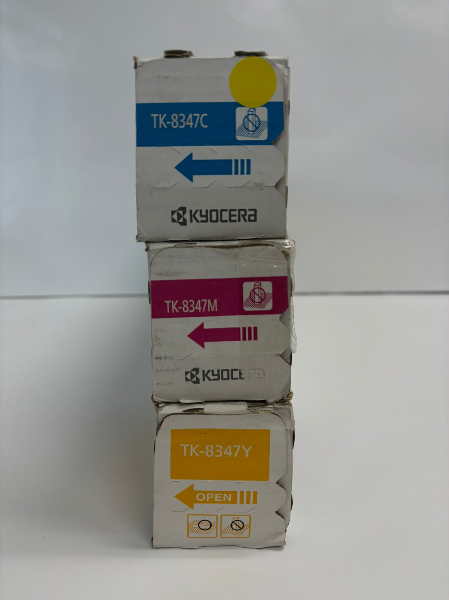3 New OEM Kyocera TASKalfa 2552ci,2553ci CMY Toners TK-8347C, TK-8347M, TK-8347Y