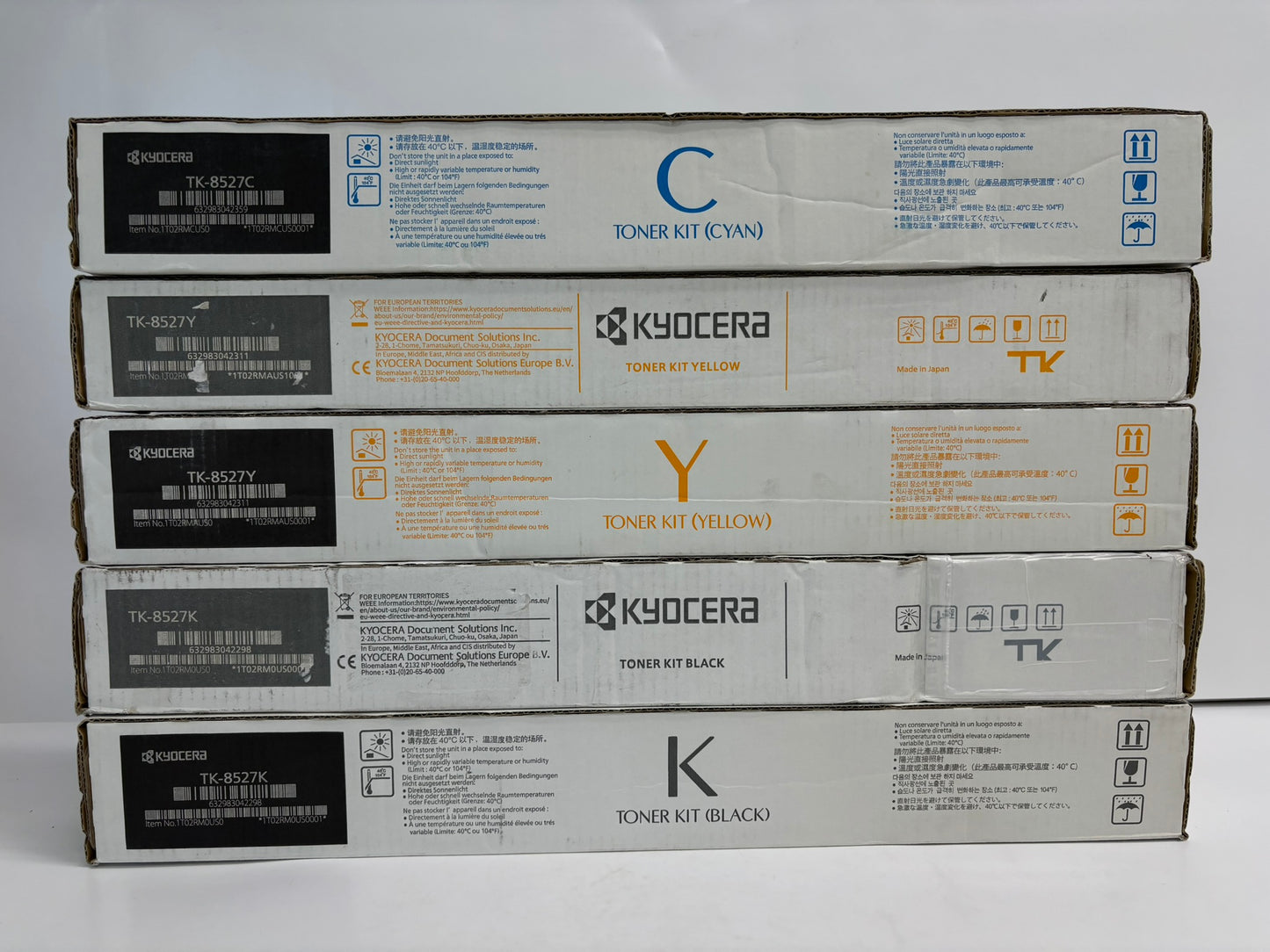 5 New OEM Kyocera TASKalfa 3552ci,3553ci,4052ci TK-8527 CYYKK Toners (No Mag.)
