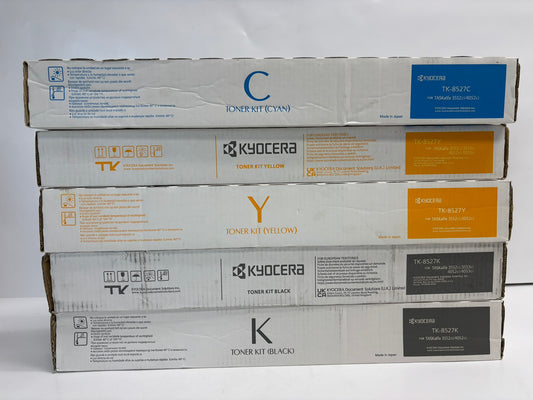 5 New OEM Kyocera TASKalfa 3552ci,3553ci,4052ci TK-8527 CYYKK Toners (No Mag.)