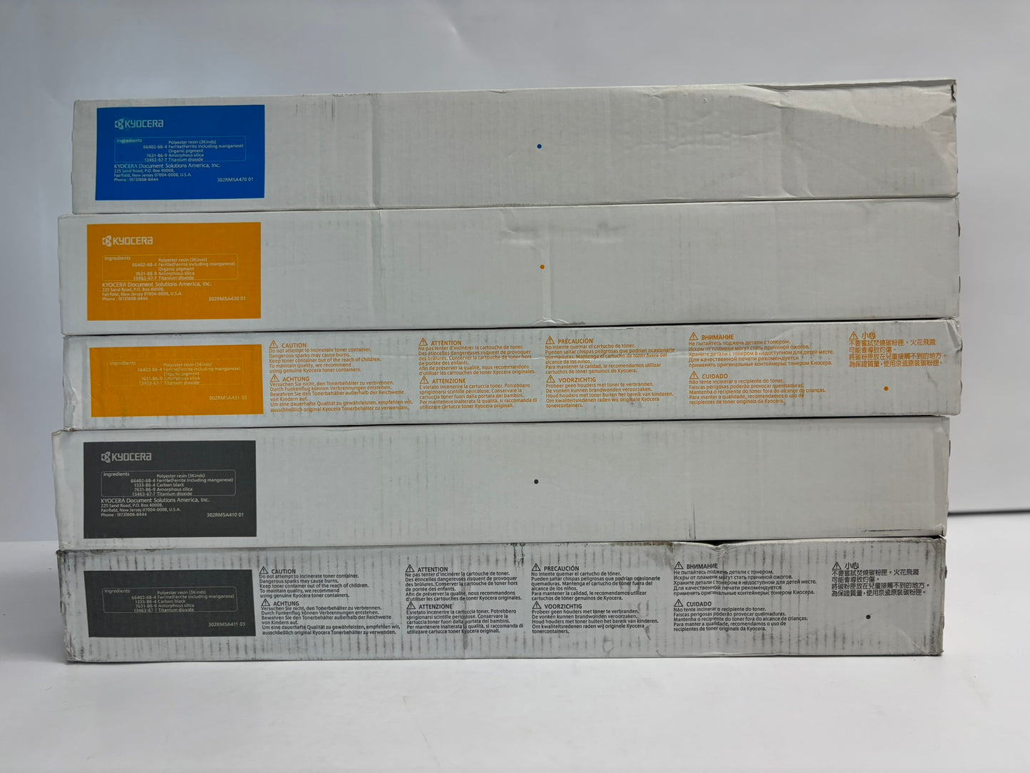 5 New OEM Kyocera TASKalfa 3552ci,3553ci,4052ci TK-8527 CYYKK Toners (No Mag.)