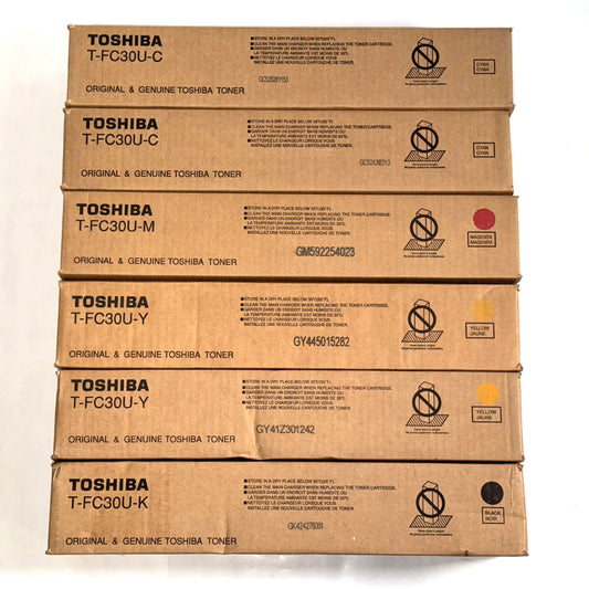 6 Genuine Toshiba e-STUDIO 2050C, 2550C, 2051, 2551C CCMYYK T-FC30U Toners