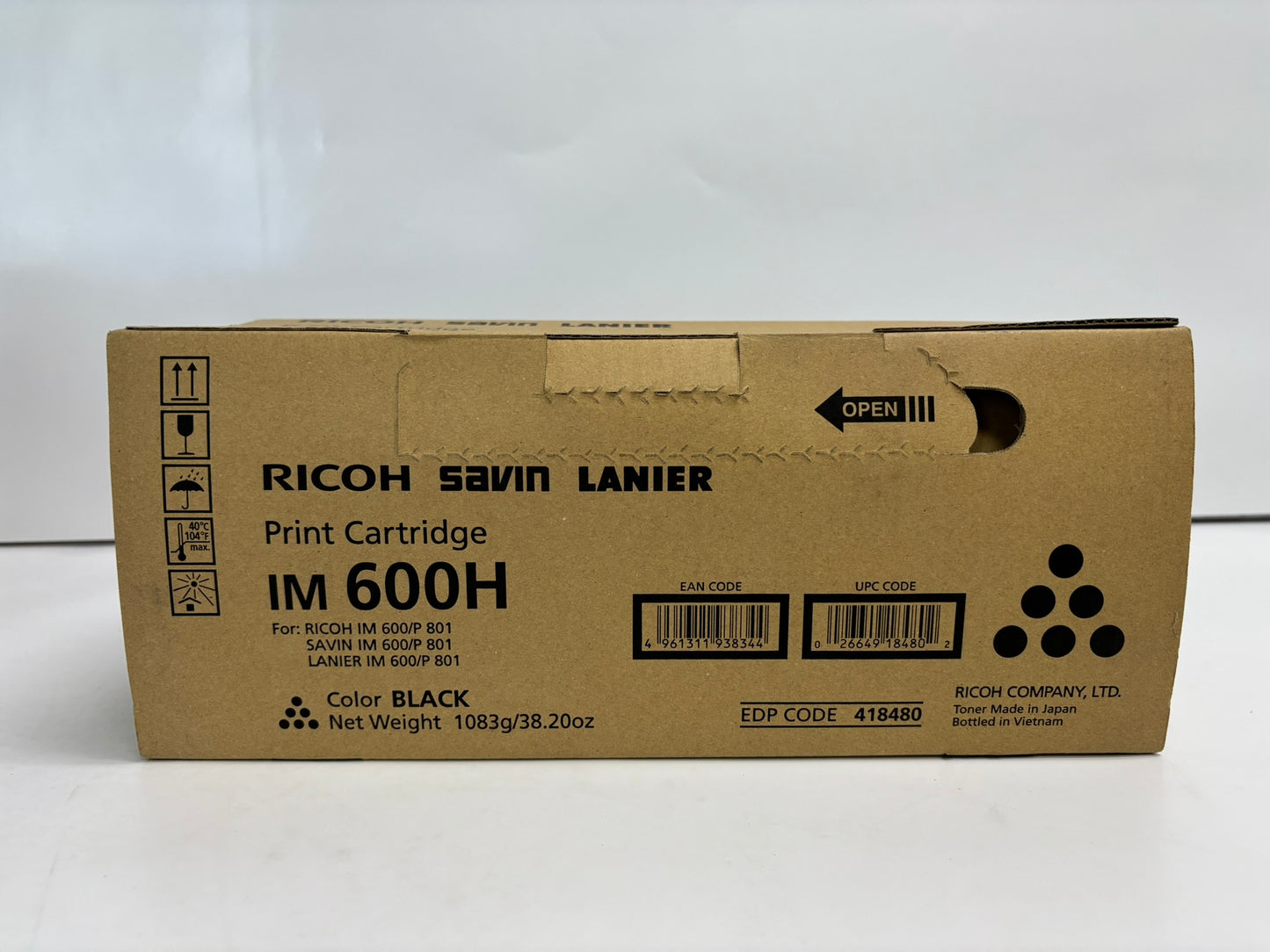 New OEM Ricoh, Savin, Lanier IM 600H, 800, 801 Black Print Cartridge 418480