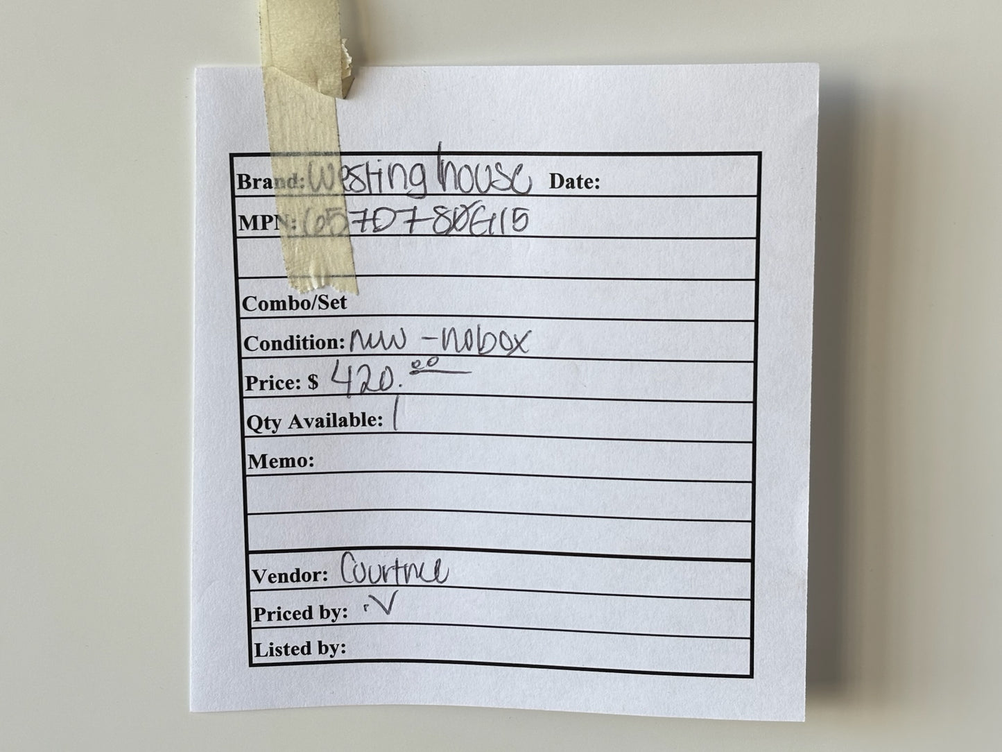 Westinghouse 6570780G15 Visi-Flex De-ion Switch 100 Amp Max