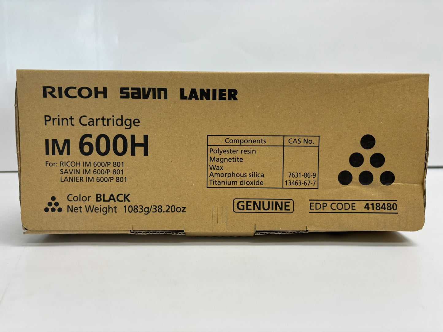New OEM Ricoh, Savin, Lanier IM 600H, 800, 801 Black Print Cartridge 418480