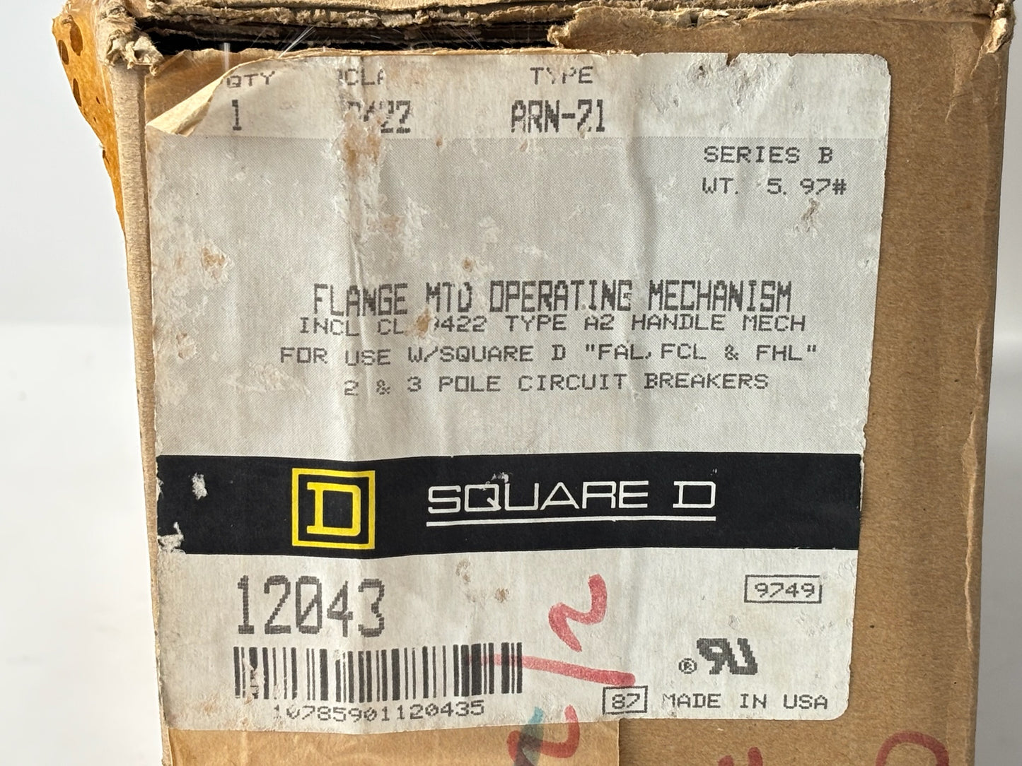 Square D 9422 ARN-21 100A Disconnect Mechanism for FAL/FCL/FHL Breakers