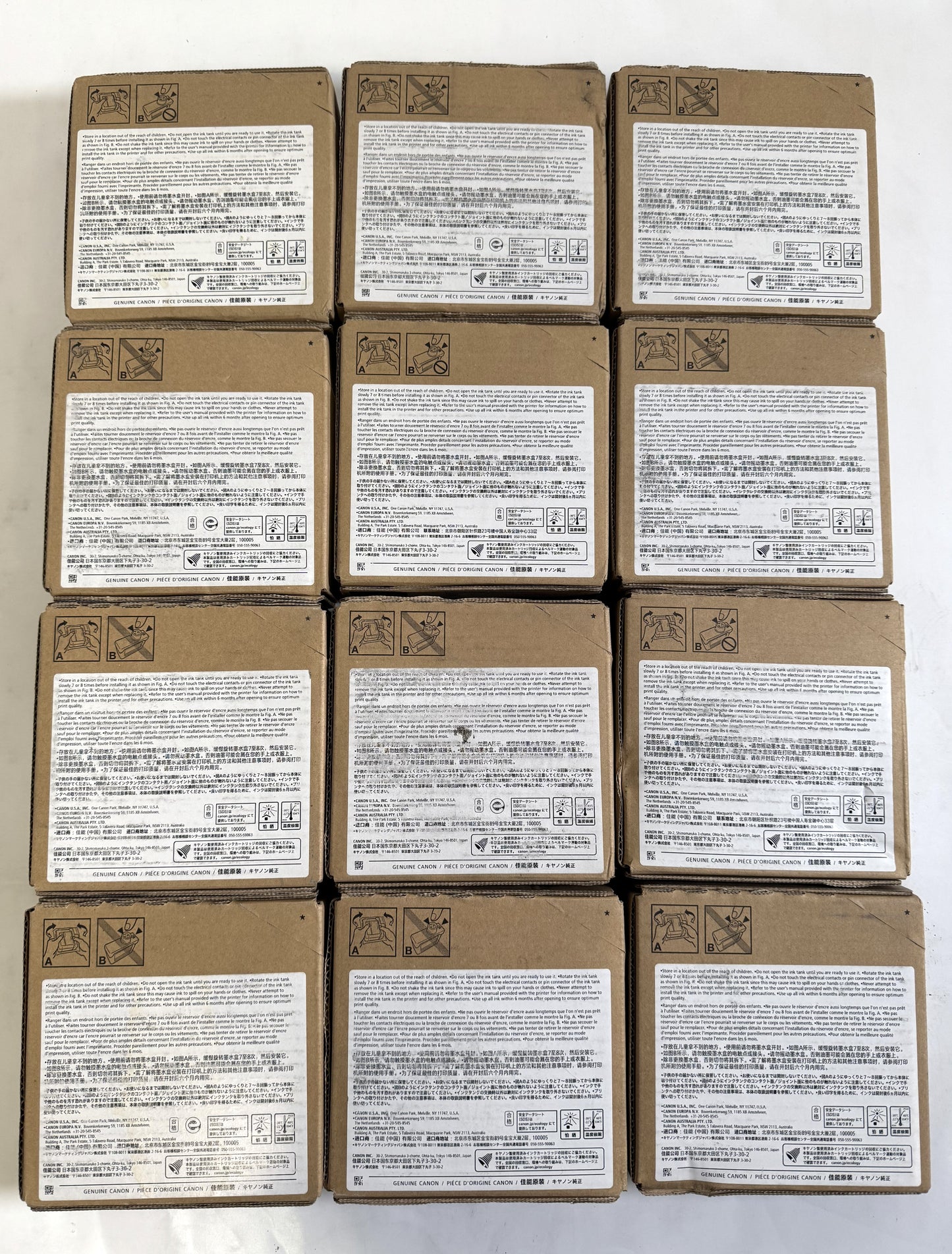 12 OEM Canon iPF8000,iPF9000,iPF9110 PFI-301 C,B,PC,G,Y,GY,M,R,PM,PGY,MBK,BK Ink