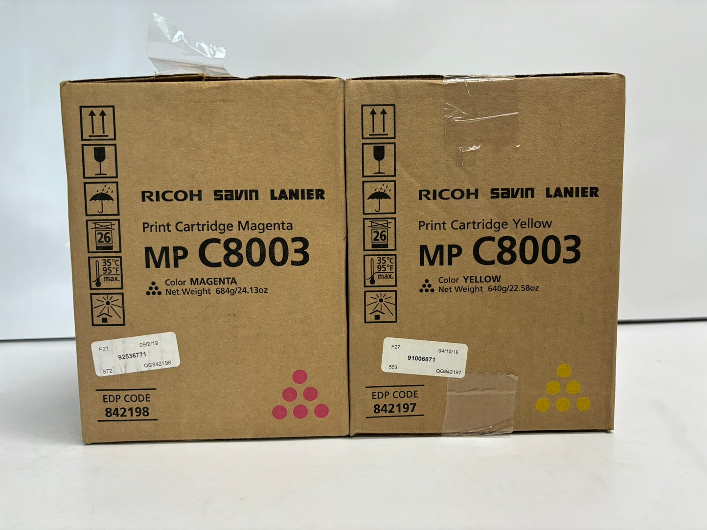 2 Genuine Ricoh IMC6500,IMC8000,MPC6503,MPC8003 MY Toners 842197, 842198