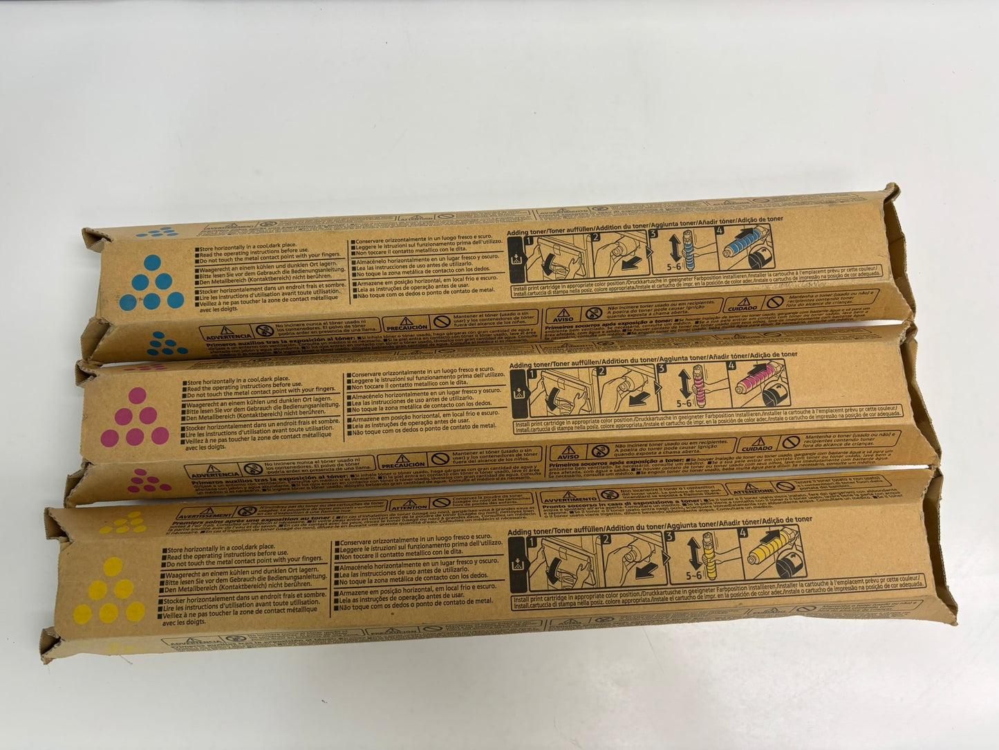 3 New OEM Ricoh MPC5501,C9155,LD655C,MPC5000 CMY Toners 842499,842500,842501