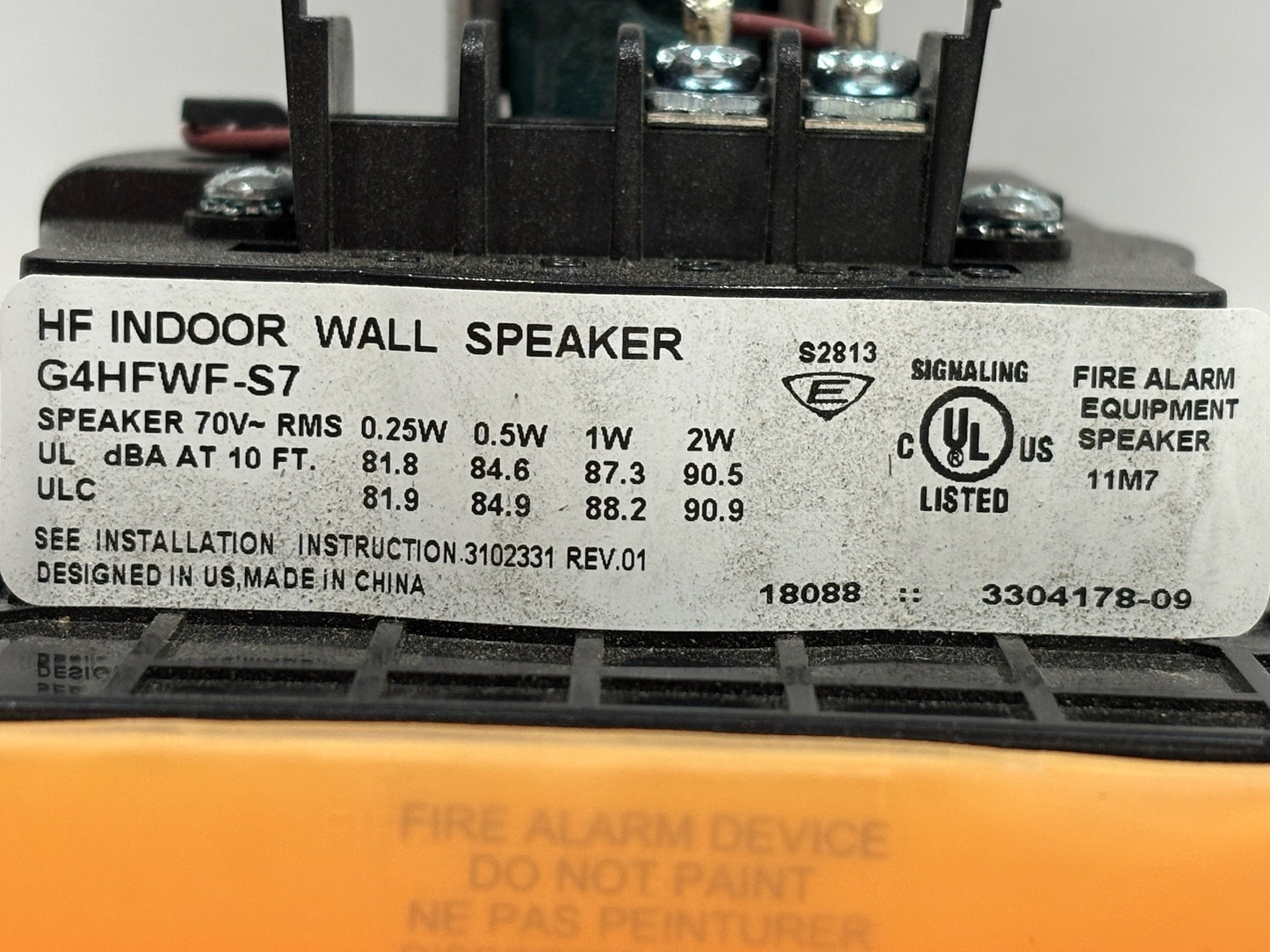 EST G4HFWF-S7 HF Speaker 70V, White Housing, Fire Rated Speaker