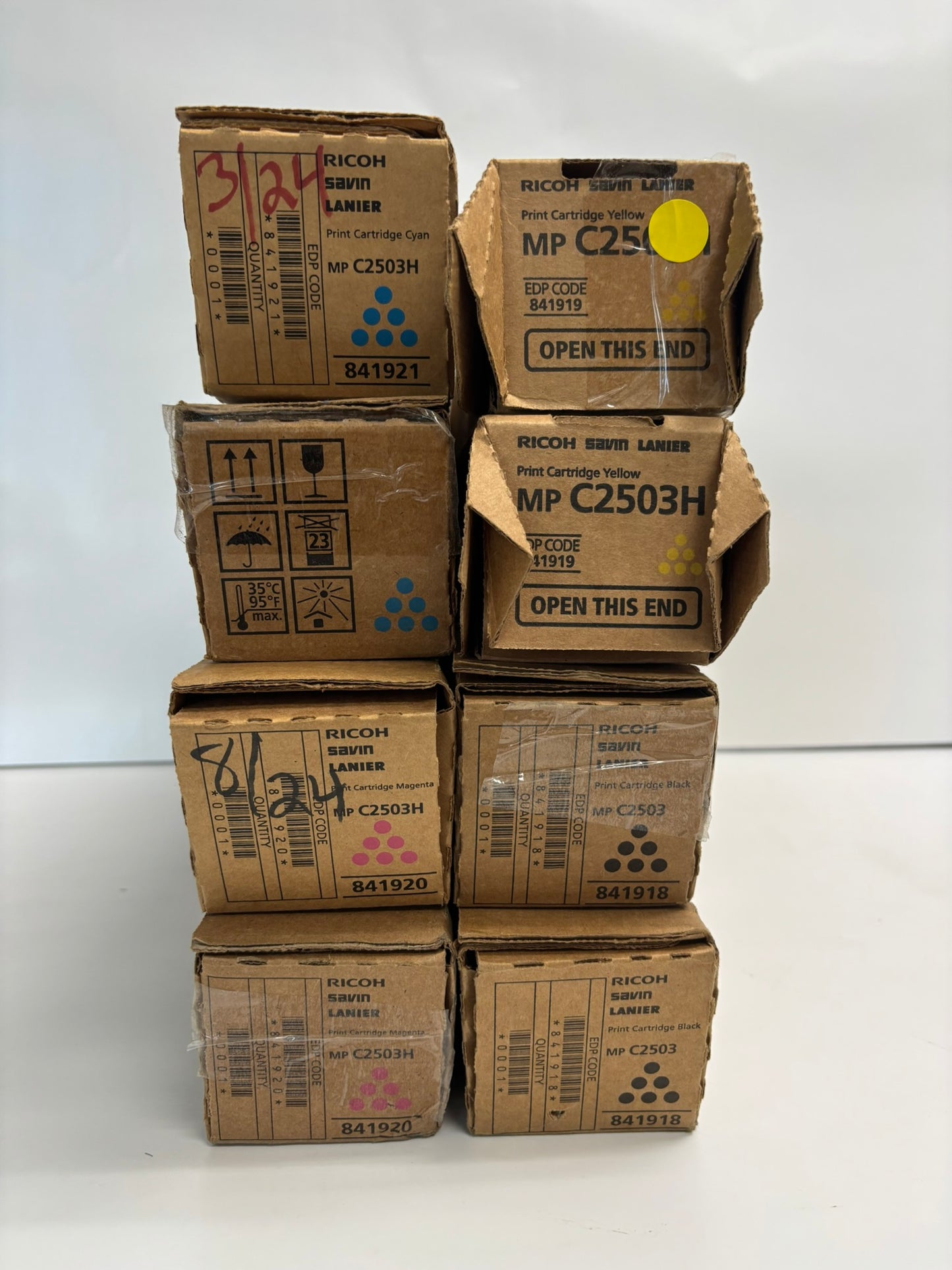 8 OEM Ricoh MP C2003,C2004,C2503,C2504 CMYK Toners 841918,841919,841920,841921