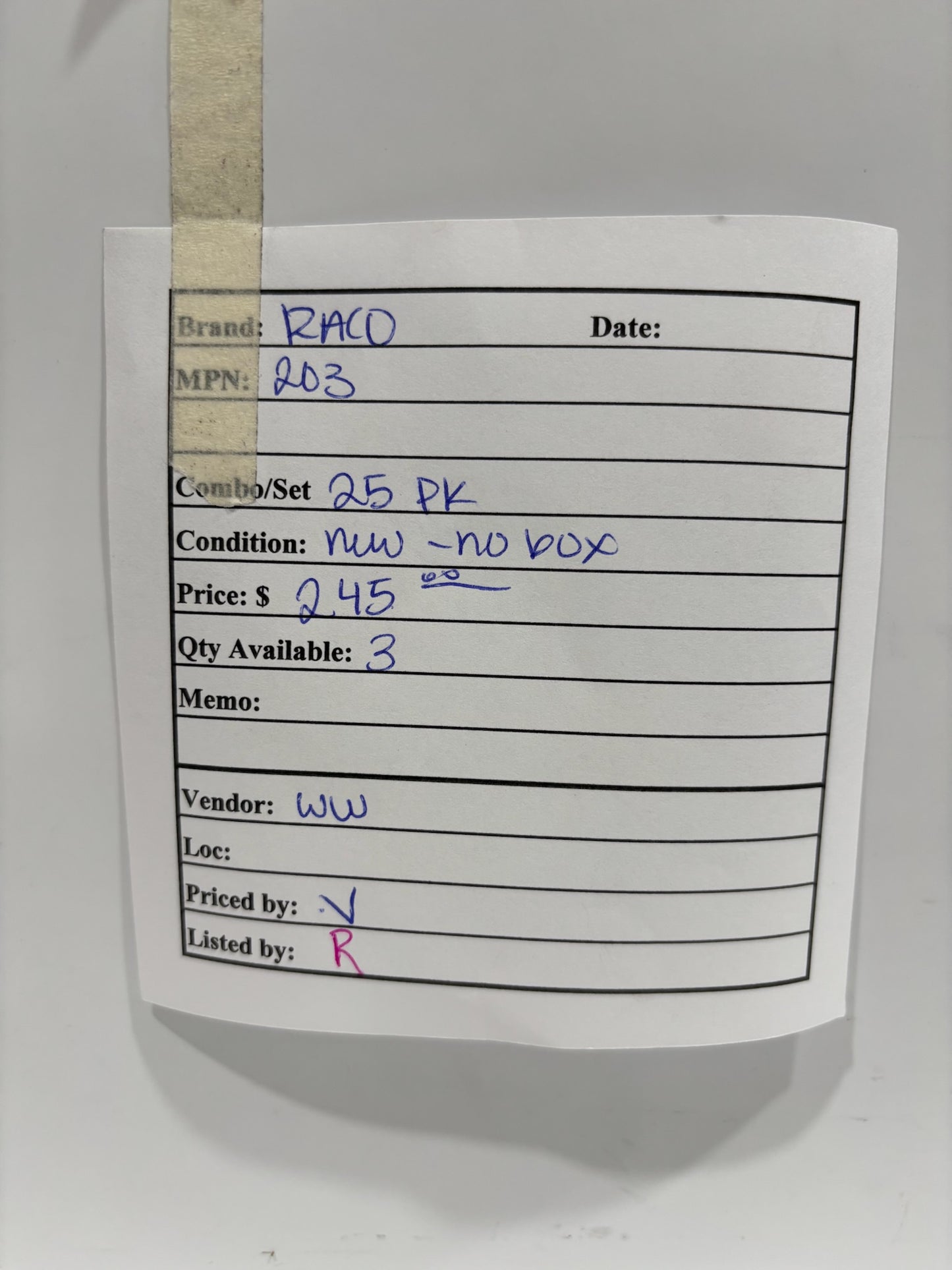 25 PK RAKO 203 Square Electrical Box With Side Knockouts 1-1/2" Depth