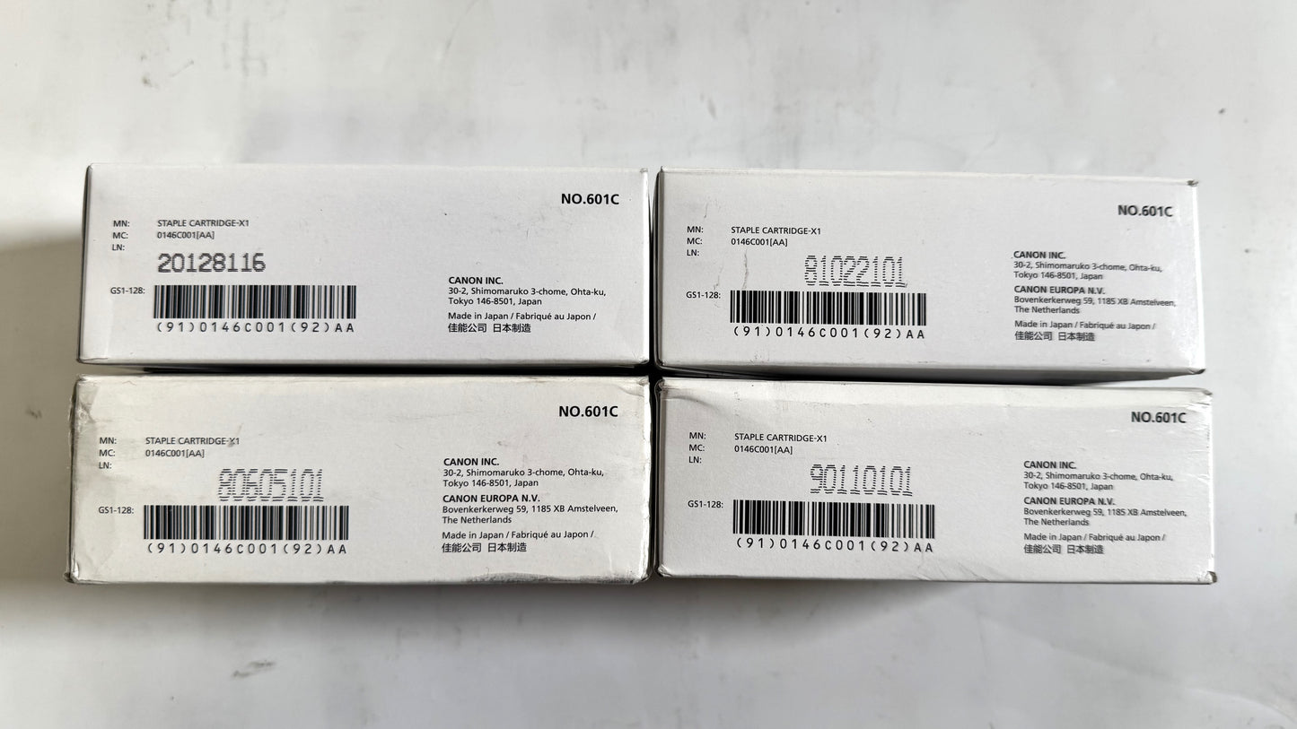 4 OEM Canon X1 Booklet Finisher V1, V2 Staple Cartridges 0146C001[AA] - No.601C