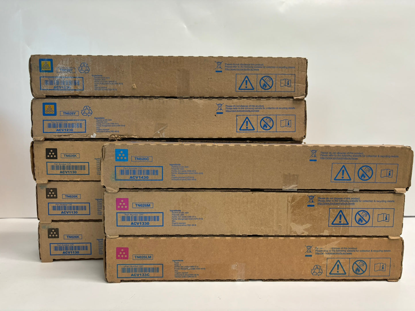 8 Cosmetic OEM Konica Minolta BH C360i,C450i,C550i,C650i TN626 CMMYYKKK Toners