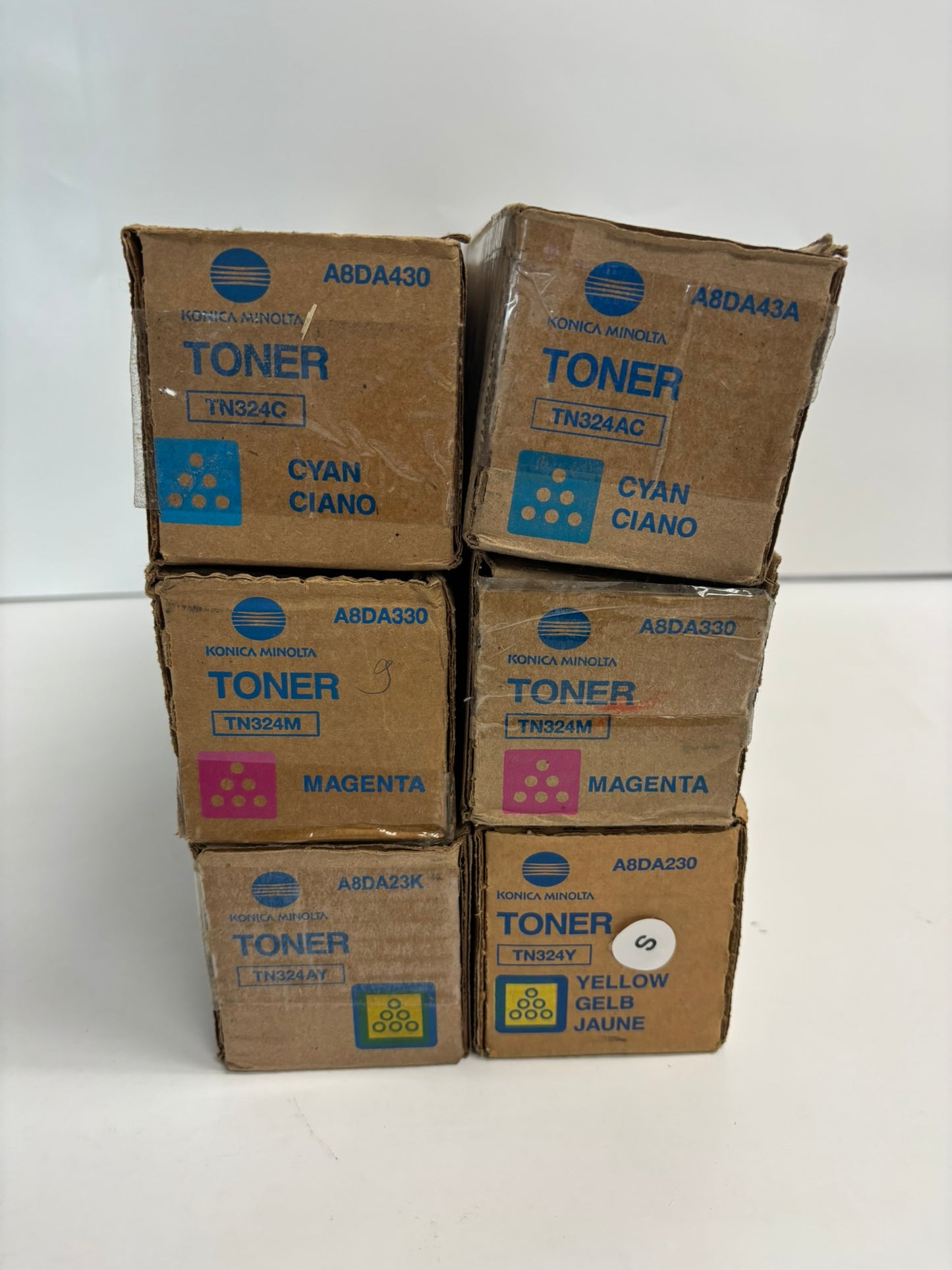 6 New OEM Konica Minolta Bizhub C258,C308,C368 TN324 CCMMYY Toners