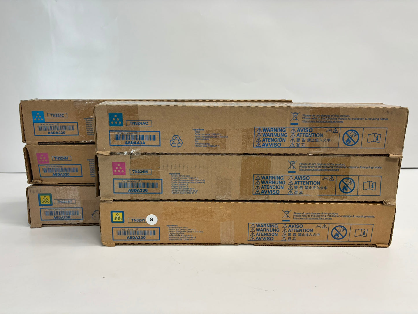 6 New OEM Konica Minolta Bizhub C258,C308,C368 TN324 CCMMYY Toners