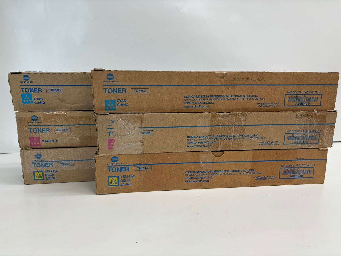 6 New OEM Konica Minolta Bizhub C458,C558,C658 CCMMYY Toners TN514 (No Black)