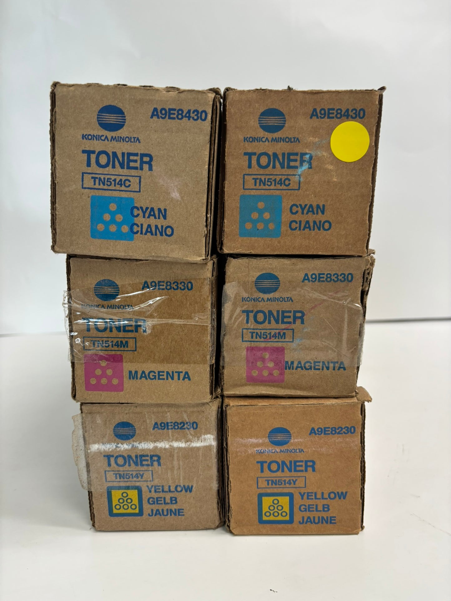 6 New OEM Konica Minolta Bizhub C458,C558,C658 CCMMYY Toners TN514 (No Black)