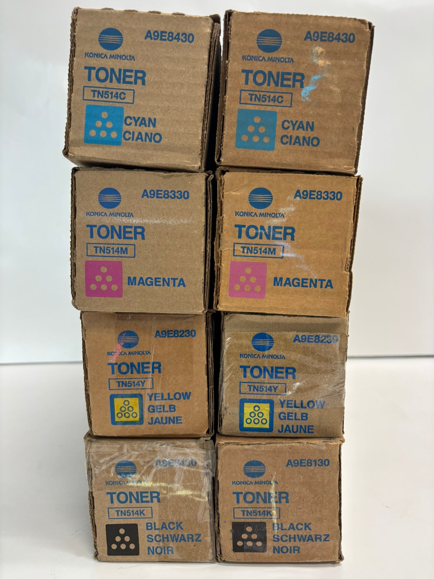 8 New OEM Konica Minolta Bizhub C458,C558,C658 CMYK Toners TN514