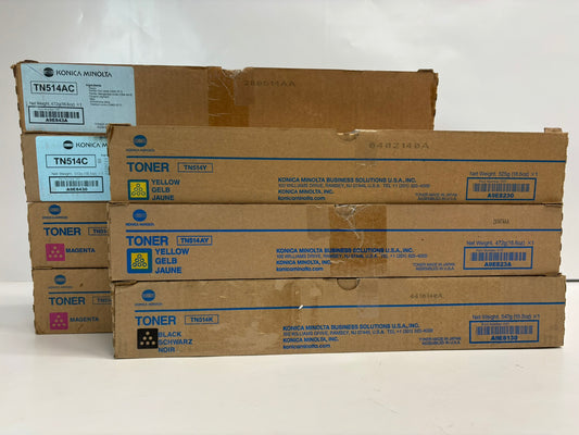 7 New OEM Konica Minolta Bizhub C458,C558,C658 TN514 AC,C,M,M,Y,AY,K Toners