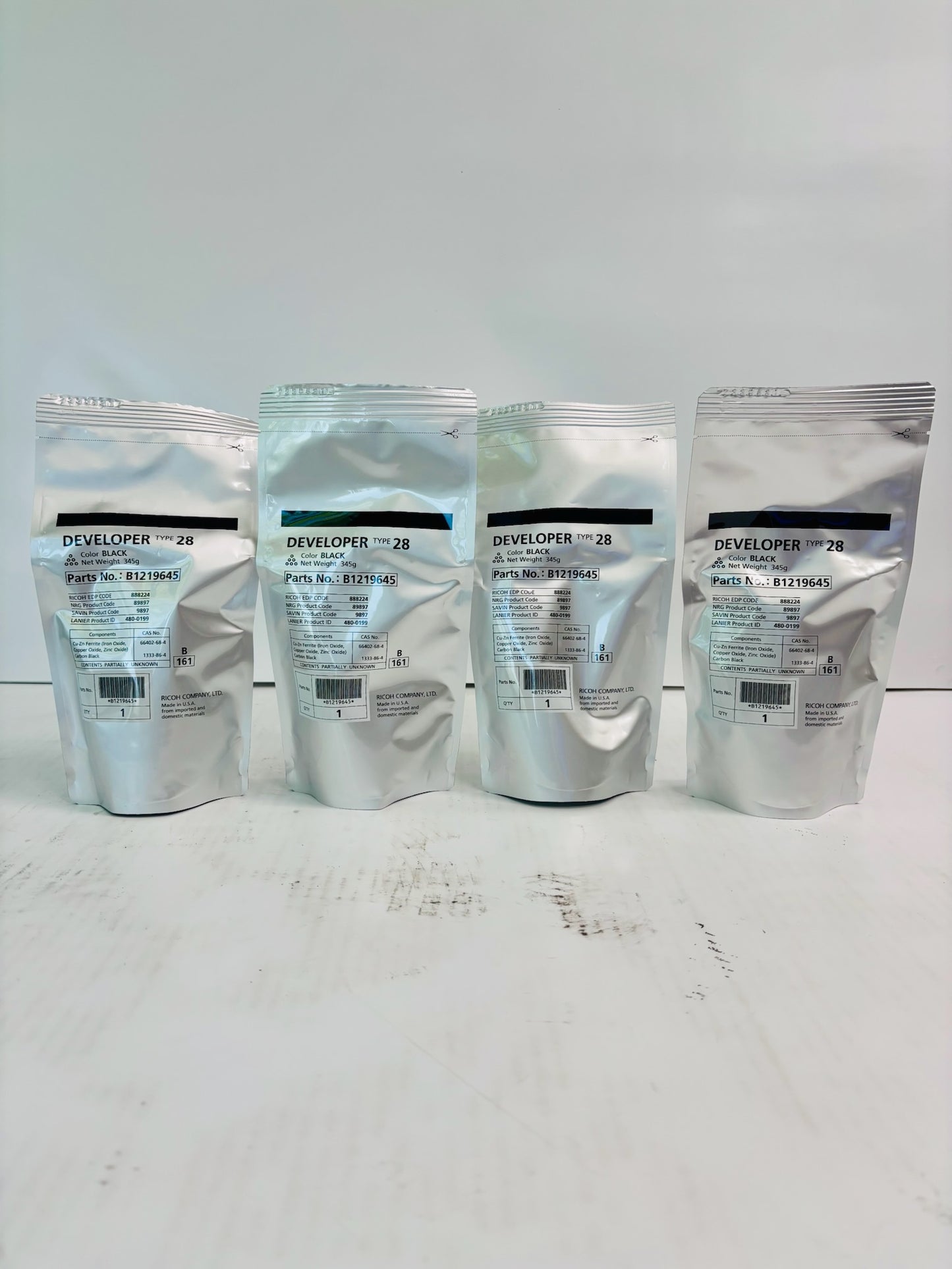 4 Genuine Ricoh Aficio 2015, 2016,2018 Black Developer B1219645