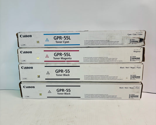 4 Genuine Canon iRA C5535i,C5535i II Cyan, Magenta & Black Toner GPR-55L CMKK