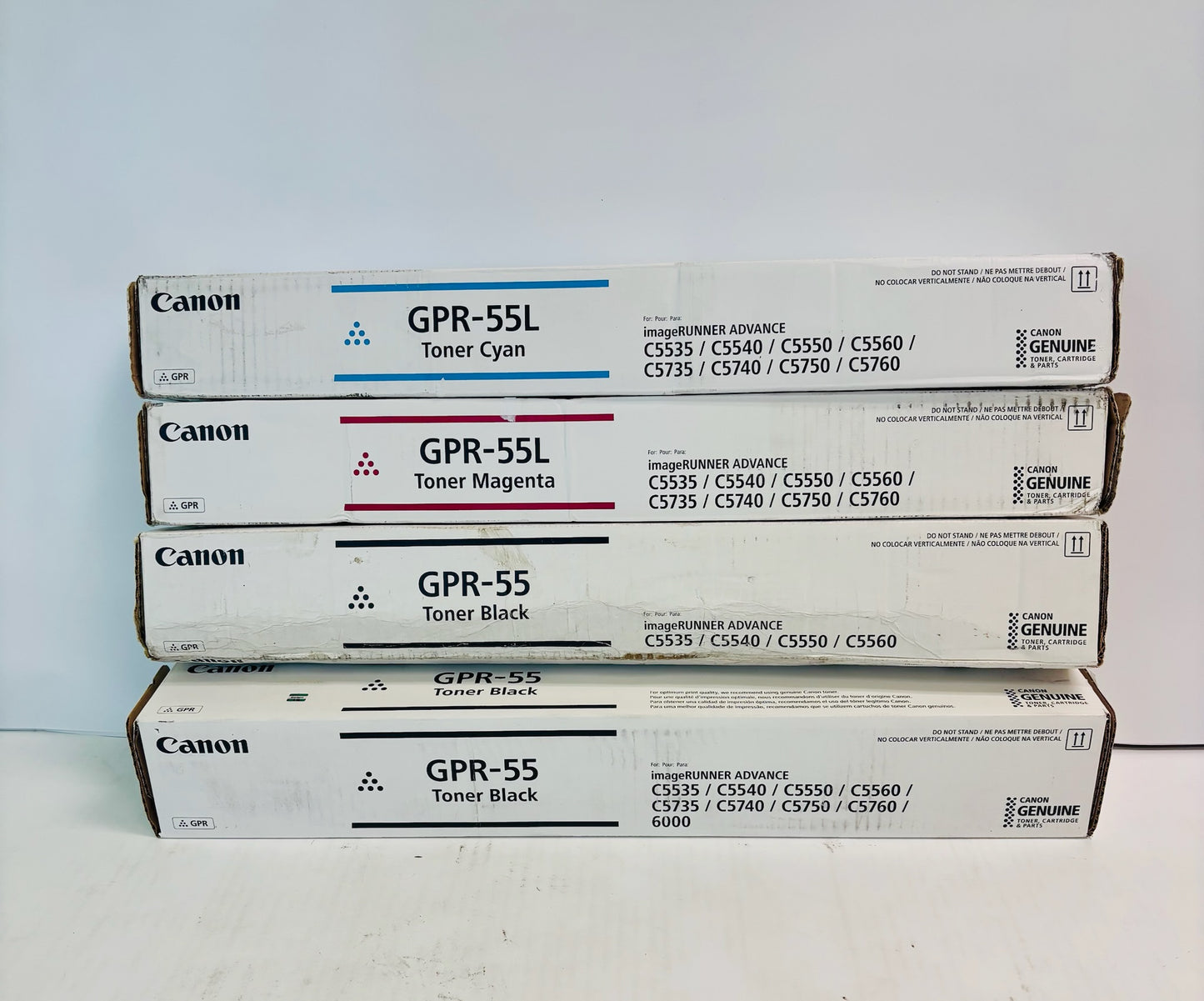 4 Genuine Canon iRA C5535i,C5535i II Cyan, Magenta & Black Toner GPR-55L CMKK