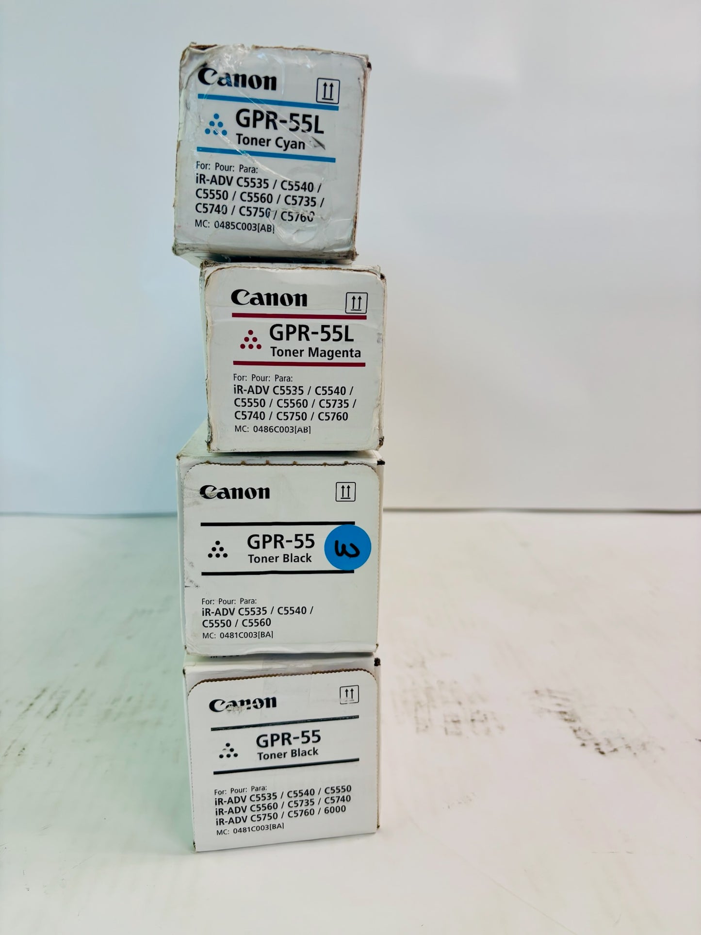 4 Genuine Canon iRA C5535i,C5535i II Cyan, Magenta & Black Toner GPR-55L CMKK