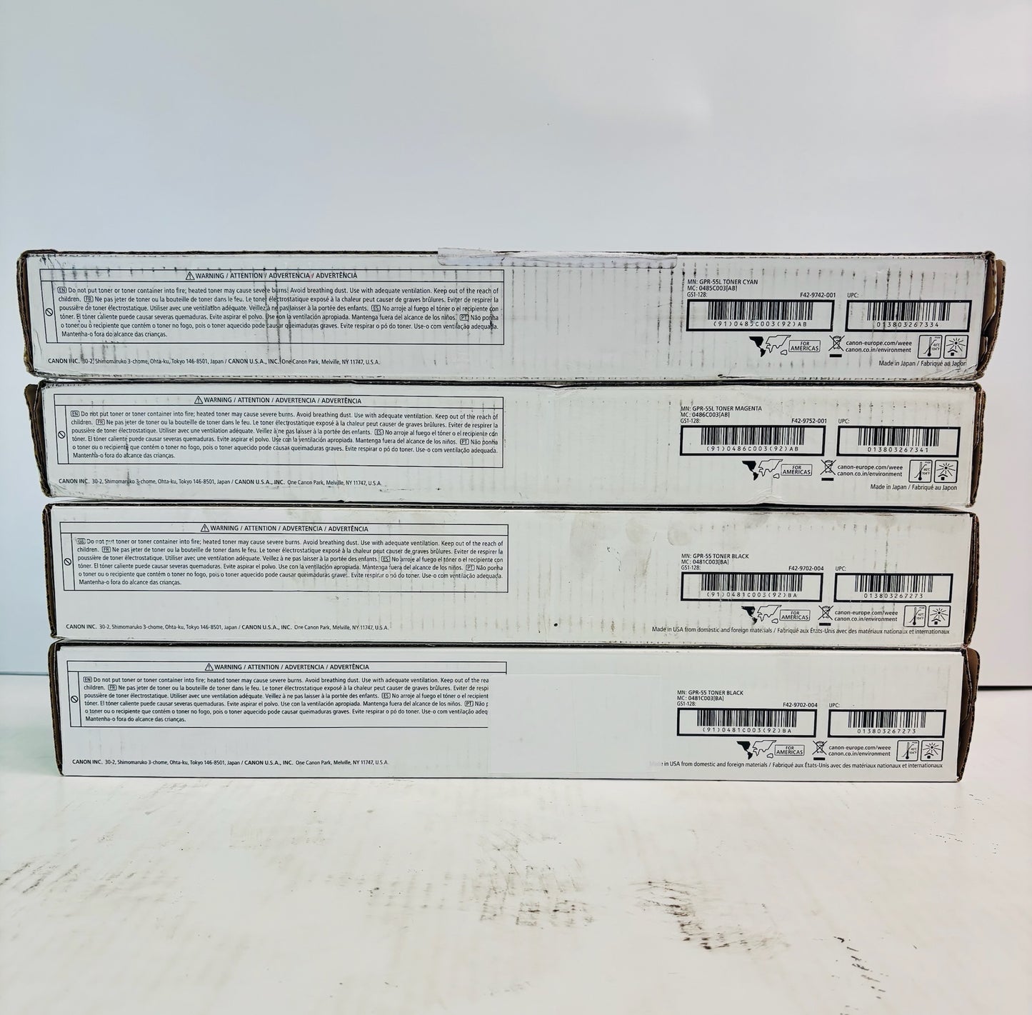 4 Genuine Canon iRA C5535i,C5535i II Cyan, Magenta & Black Toner GPR-55L CMKK