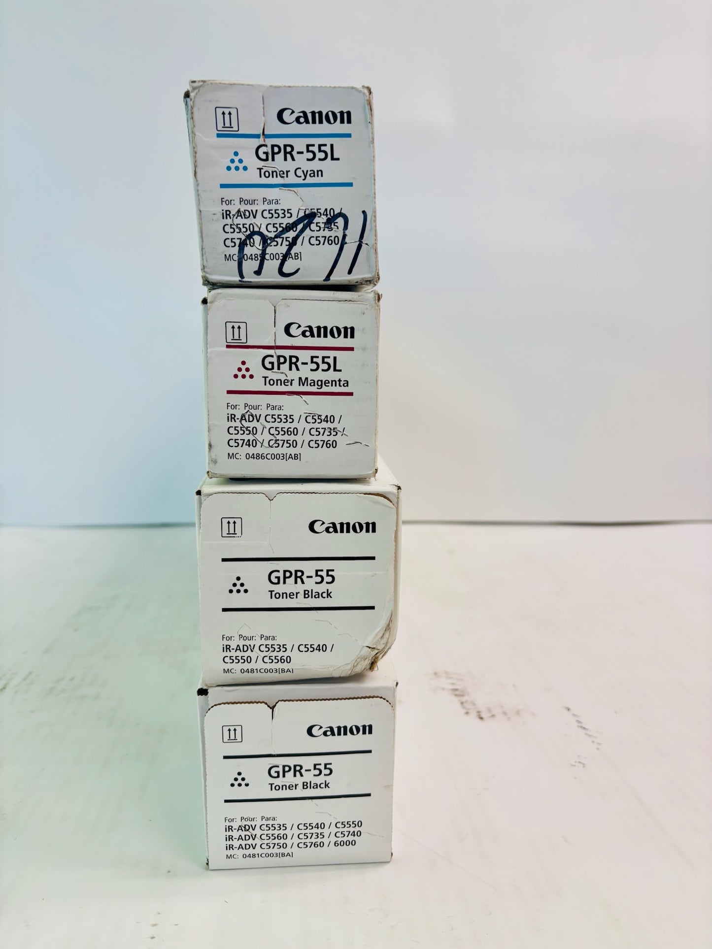 4 Genuine Canon iRA C5535i,C5535i II Cyan, Magenta & Black Toner GPR-55L CMKK