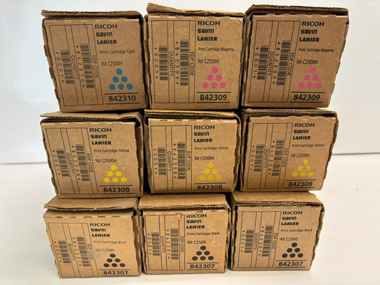 9 New OEM Ricoh IM C2500H,IM C2000 CMYK Toners 842307,842308,842309,842310