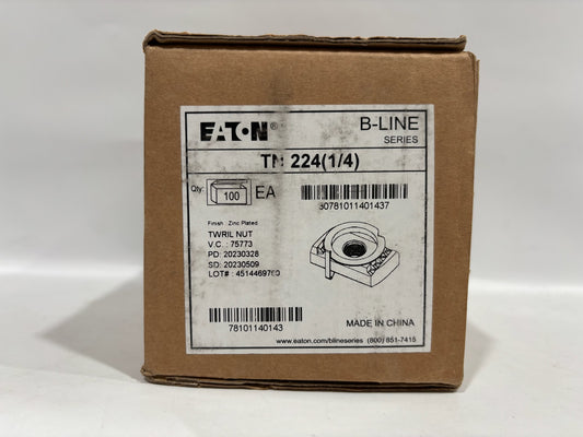 100 PK EATON TN-224 (1/4) TWIRL NUT Zinc Plated Finish B-Line Series