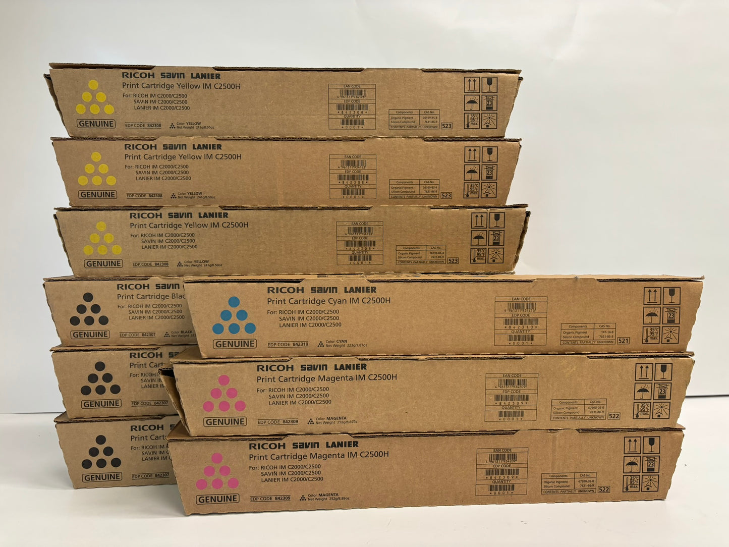 9 New OEM Ricoh IM C2500H,IM C2000 CMYK Toners 842307,842308,842309,842310