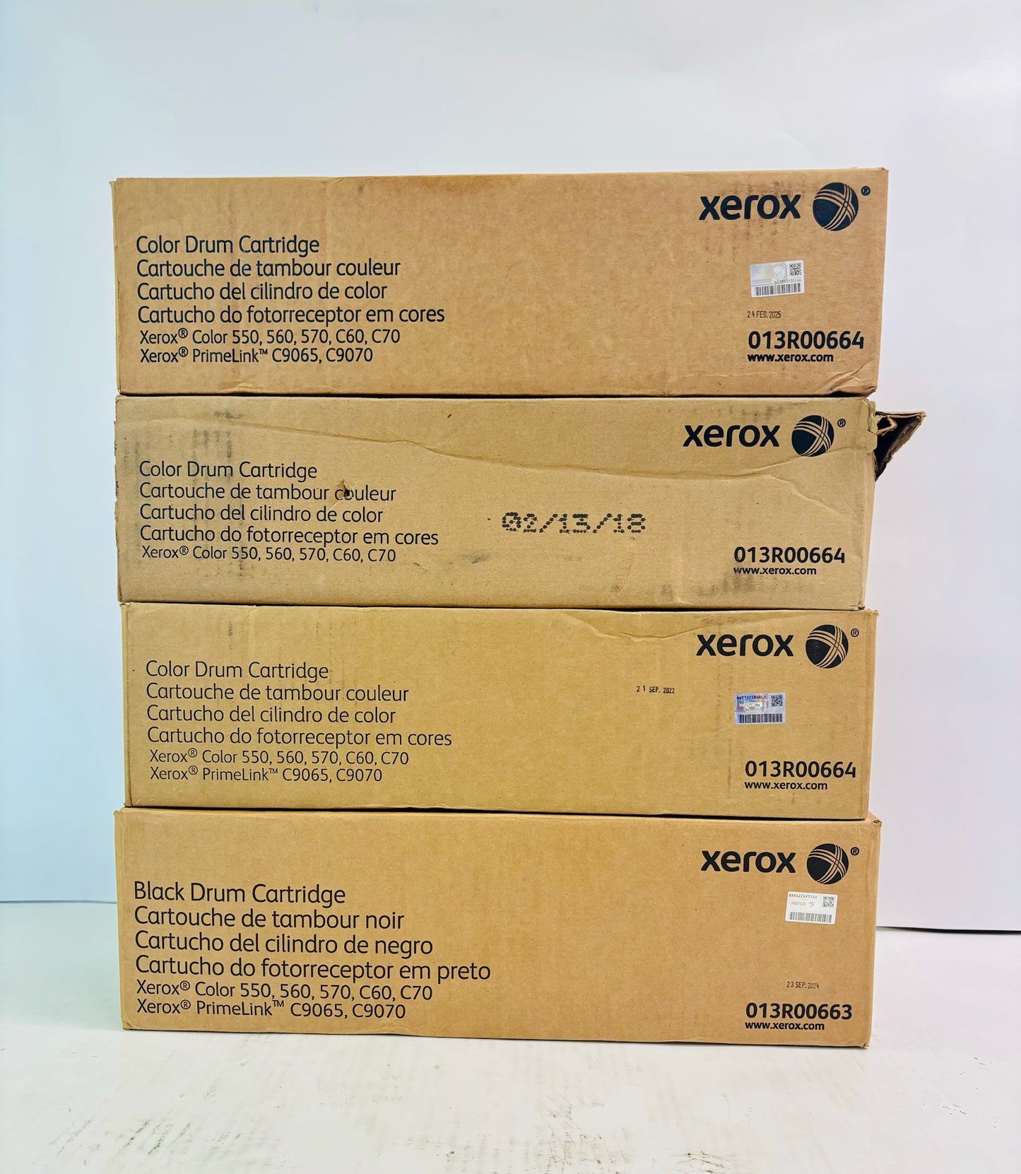4 Open Genuine Xerox Color 550,560,570 Color & Black Drum 0013R00663,0013R00664